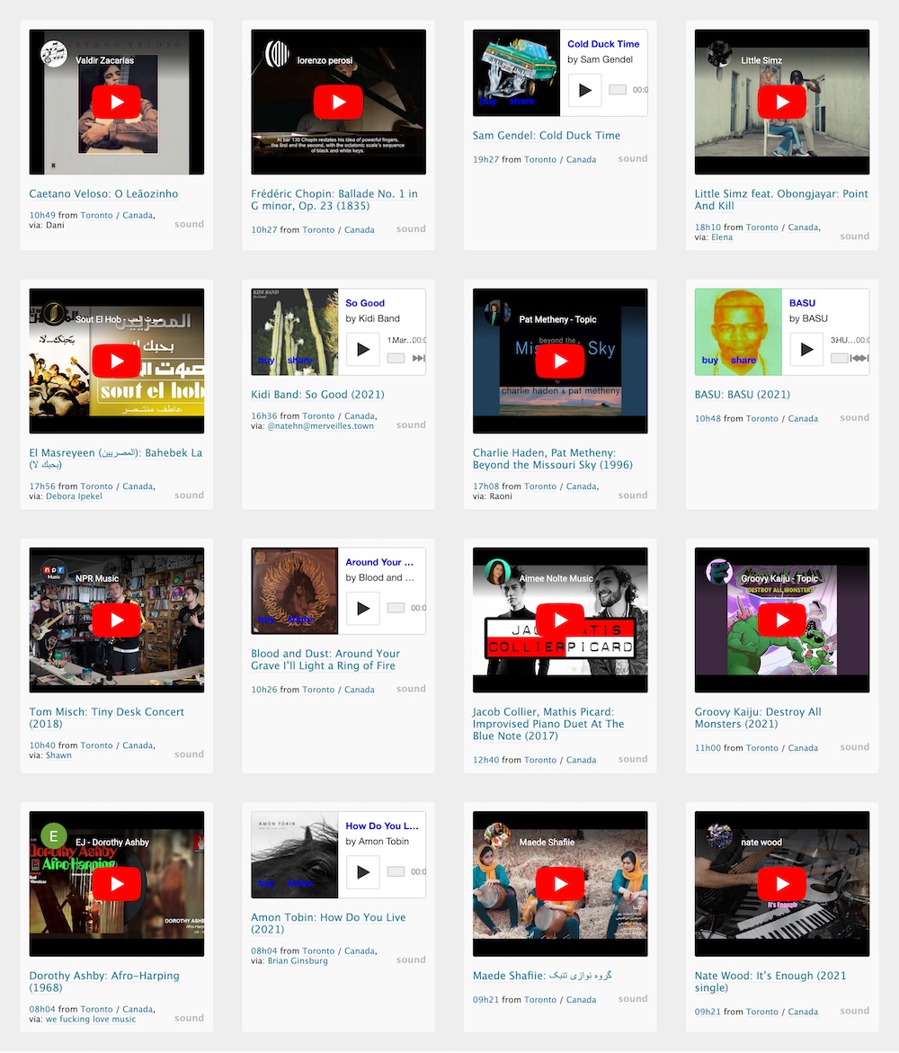 posts recommending music from various platforms