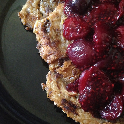 Peanut Butter French Toast with Chia Cherry Compote