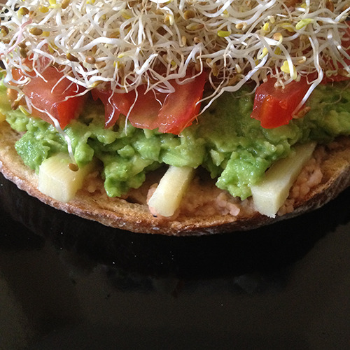 Avocado, Hummus, Sprouts & Tomato Sandwich