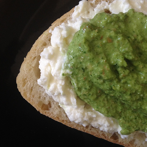 Scallion Pesto on Toast