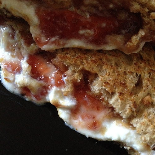 Peanut Butter, Ricotta, Strawberry Jam Grilled Sandwich