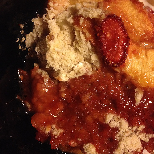 Strawberry Peach Cobbler with Almond Topping