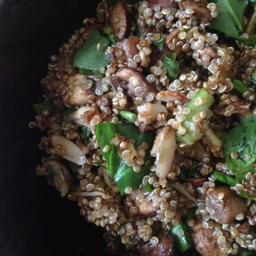 Quinoa with Balsamic Roasted Mushrooms